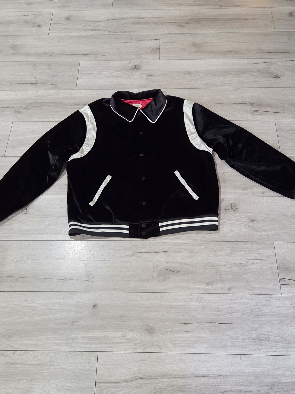 Designated Store Velvet Ruby Slipper Teddy Varsity Jacket - Black - Size XXL